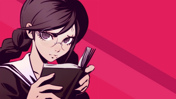 Toko Fukawa from Danganronpa reading a book