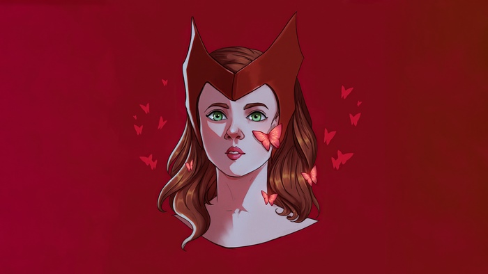 Scarlet Witch artwork with butterflies