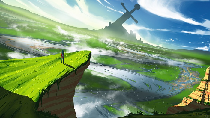 Giant Sword Landscape Digital Art