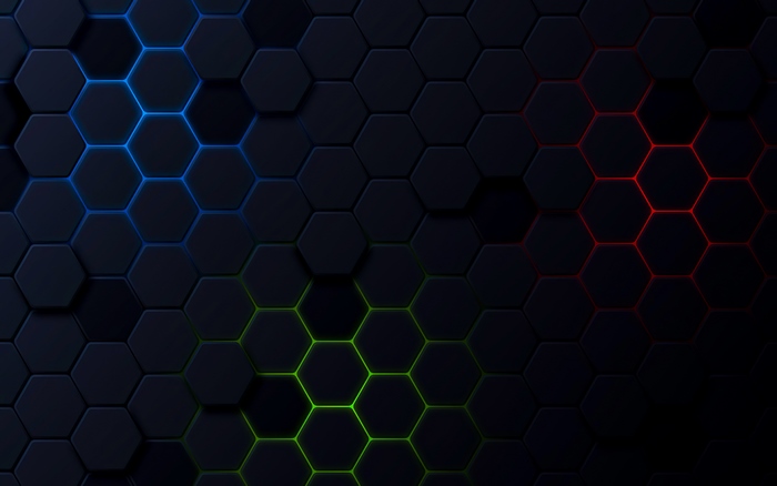 Dark Hexagonal Pattern with Neon Accents