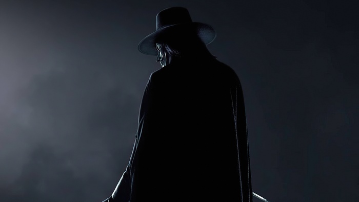 V from V for Vendetta in dark setting 4K