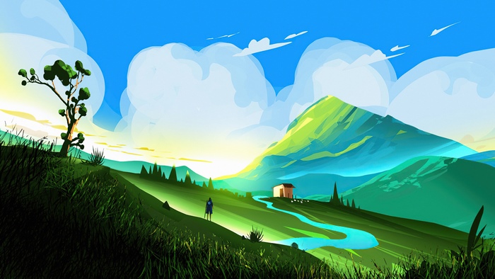 Digital Artwork of a Mountain Landscape
