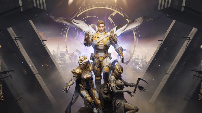 PUBG characters in futuristic armor with cosmic background