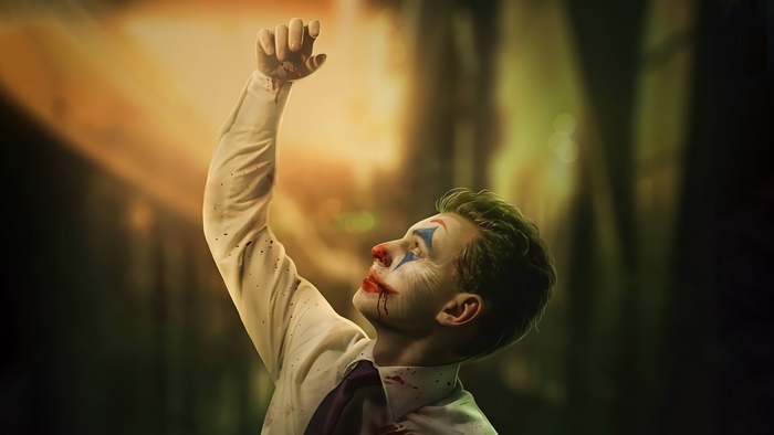 Joker artwork with blood splatters