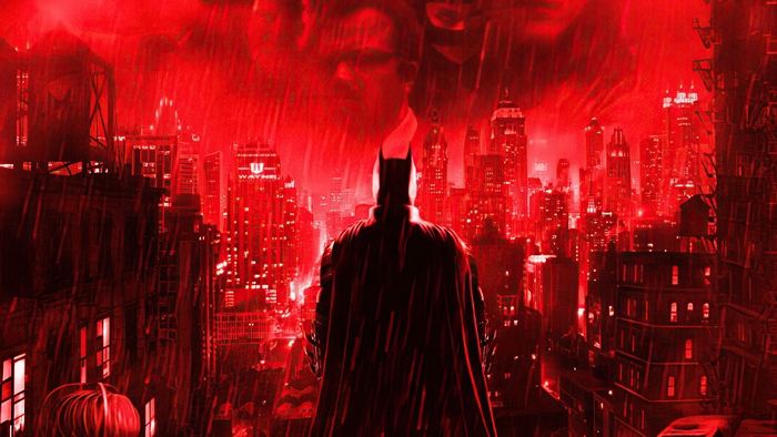 Batman in a red city