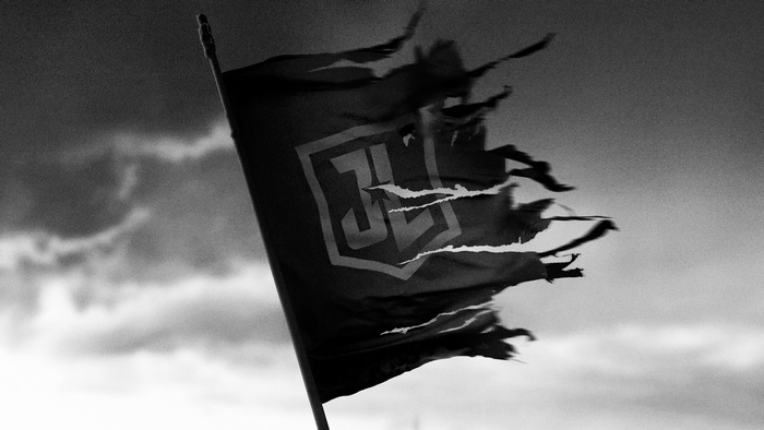 Justice League flag in black and white