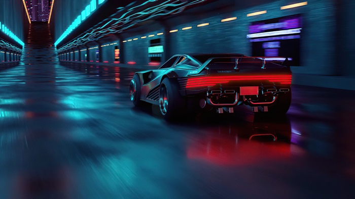 Quadra Turbo R V Tech car in Cyberpunk 2077 4K