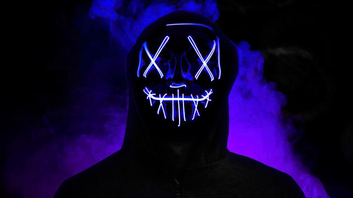 Neon Mask Boy Digital Art 4K