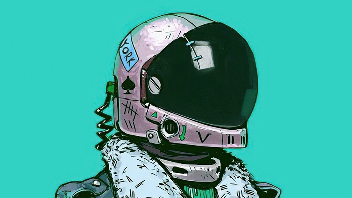 Astronaut with York patch and spade symbol