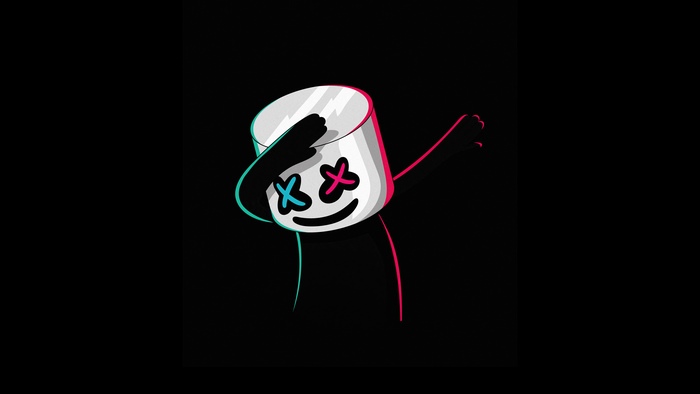 Marshmello Silhouette With Neon Outline