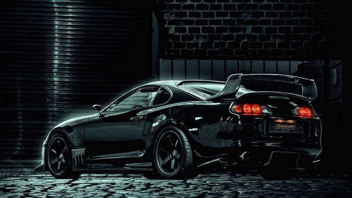Black Toyota Supra Sports Car Rear View