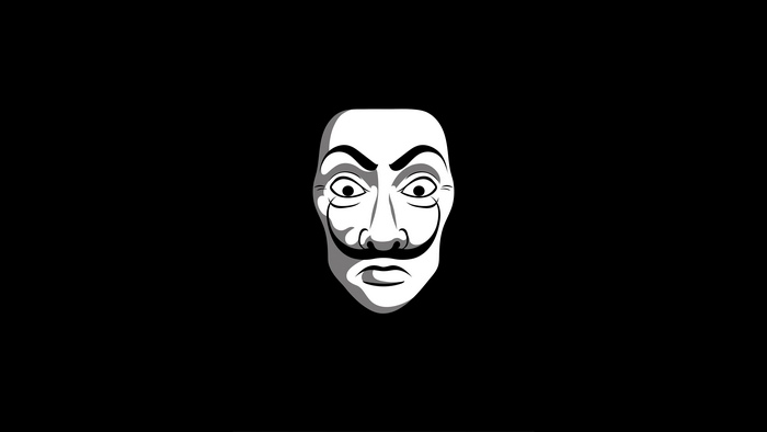 Anonymous mask on black background 4K