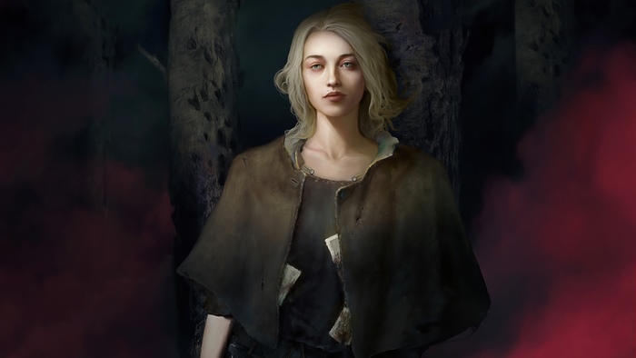 Artwork of a young woman with blonde hair
