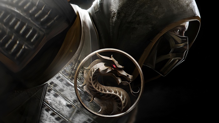 Scorpion from Mortal Kombat with Dragon Logo