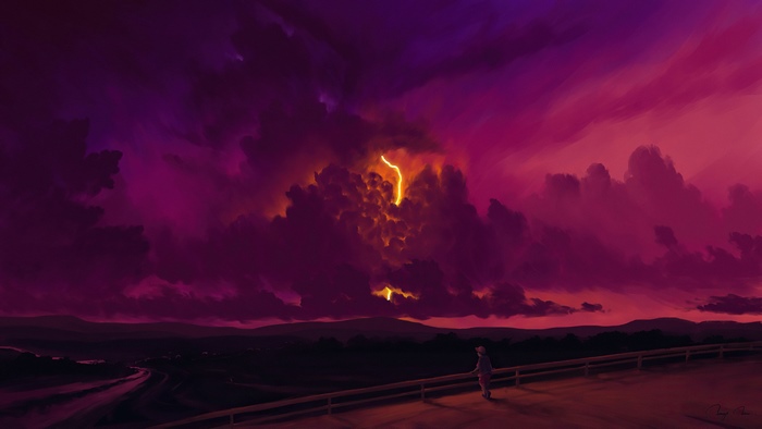 Digital art of a storm with lightning
