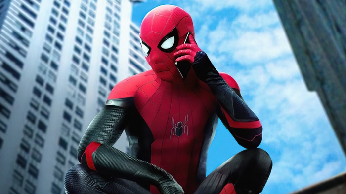 Spider-Man from Spider-Man: No Way Home on phone
