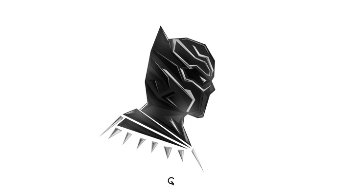 Black Panther from Marvel Comics, minimalist artwork