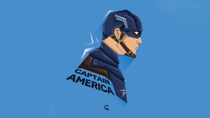 Captain America from Marvel Comics, minimalist digital art