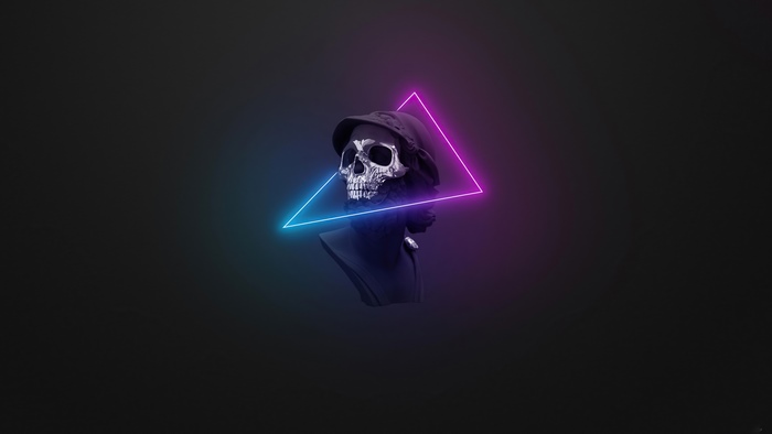 Skull bust with neon triangle