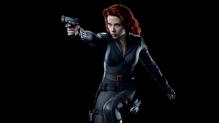 Black Widow from Avengers holding a gun