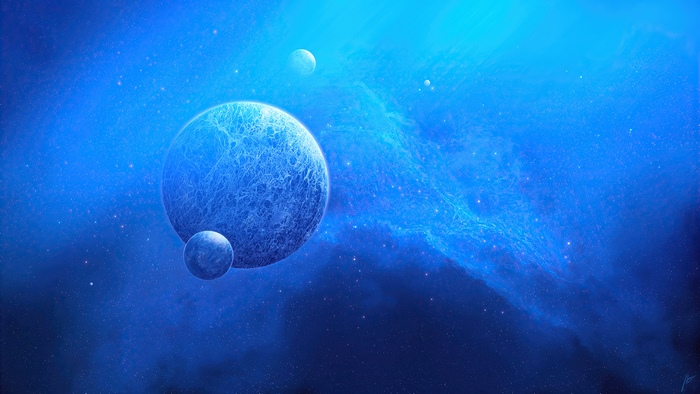 Digital art of planets in deep space