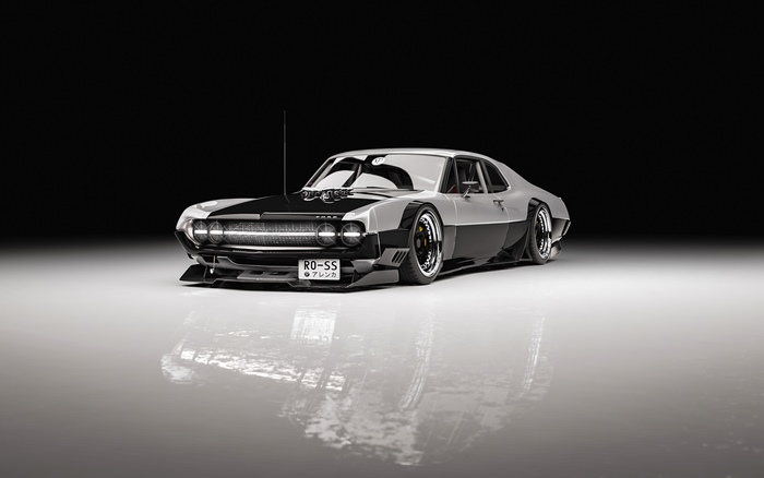 Digital artwork of a modified Ford car