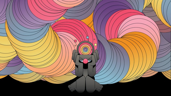 Abstract digital art with swirling colors