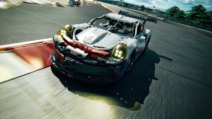 Lego Porsche 911 GT3 RS on a Race Track