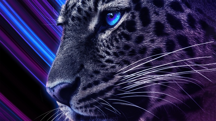 4K Digital Artwork of a Cheetah with Blue Eyes