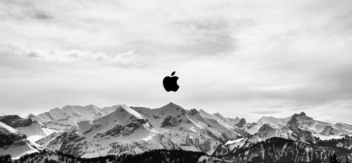 Apple Logo Over Snowy Mountain Range 4K