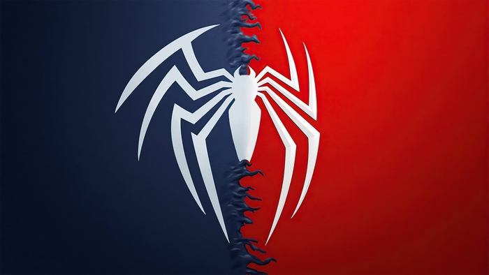 Spider-Man logo split red and blue