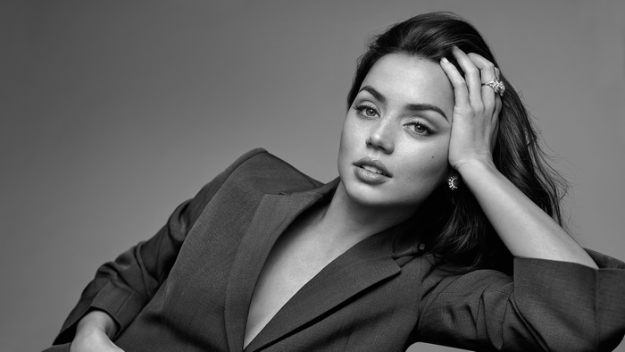 Ana de Armas Black and White Portrait