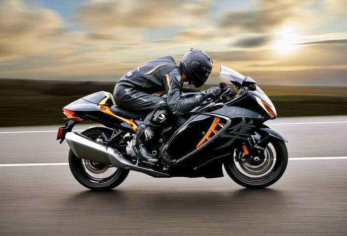 Suzuki Hayabusa Motorcycle Racing at Speed