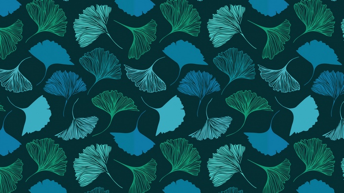 Ginkgo leaf pattern abstract artwork 4K