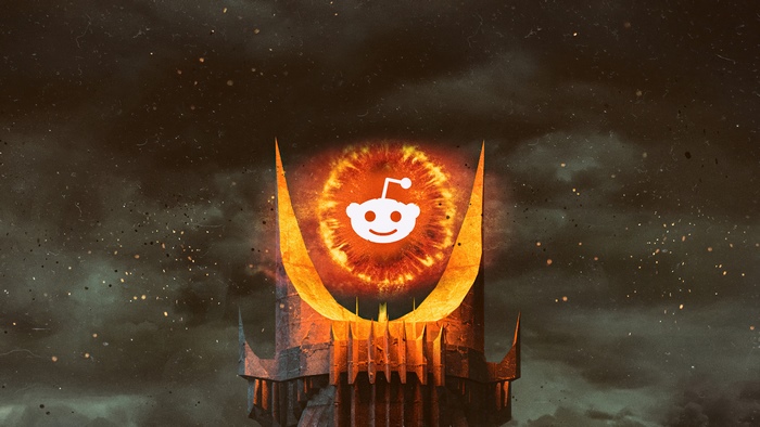 Reddit Logo on Mordor Tower