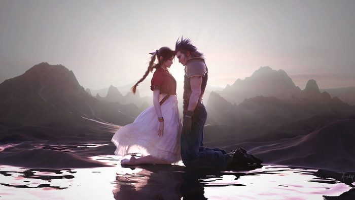 Aerith and Zack from Final Fantasy VII
