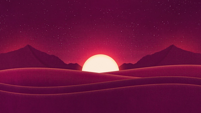 Digital art sunrise over desert dunes 4K
