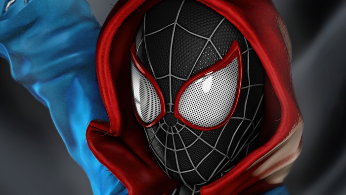 Miles Morales Spider-Man in Red Hood