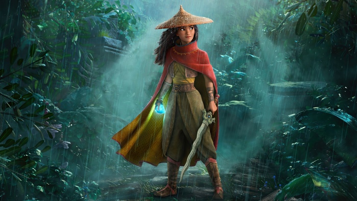 Raya from Raya and the Last Dragon holding a dragon gem