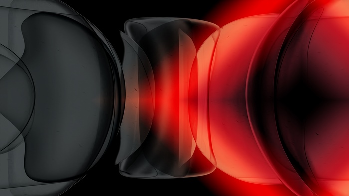 Abstract digital art with red and black elements