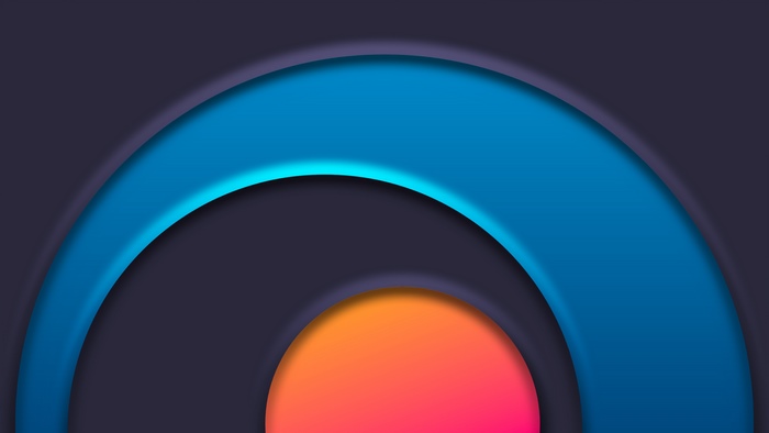 Abstract digital art with blue and orange circles