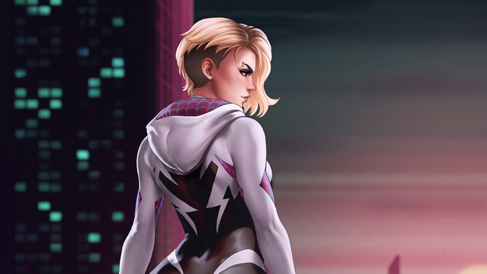 Gwen Stacy from Spider-Man Inspired Digital Art 4K