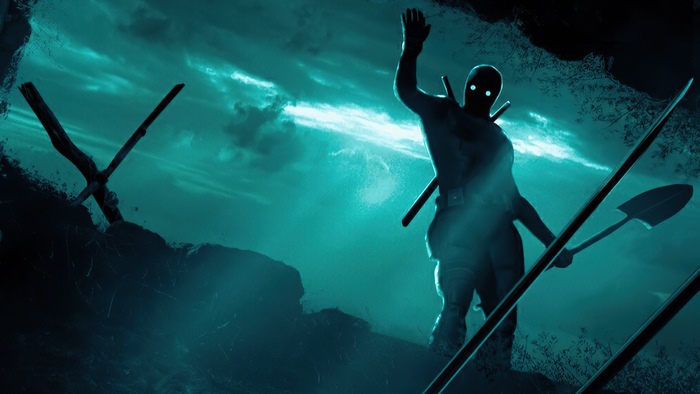 Deadpool with swords and shovel