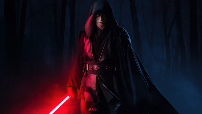 Anakin Skywalker from Star Wars with red lightsaber