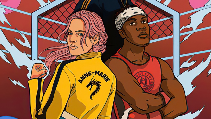 Anne-Marie and KSI in a boxing ring