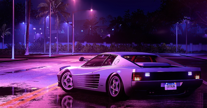 Ferrari Testarossa in Synthwave 4K