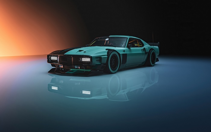 Cyberpunk Ford Mustang Shelby CGI 4K