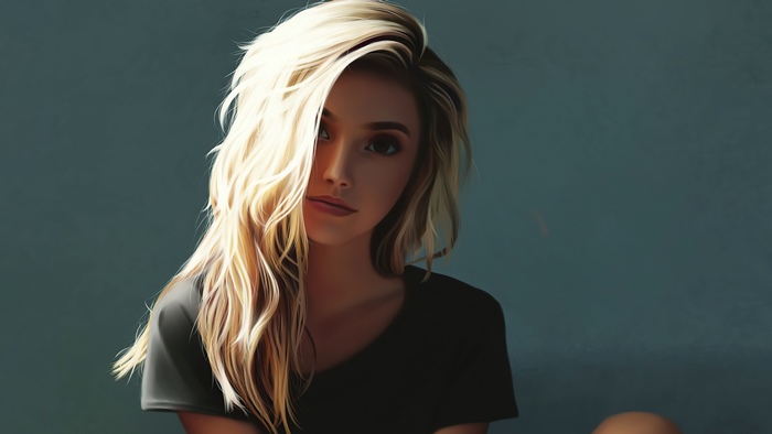 Artwork of a woman with blonde hair