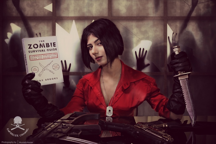 Ada Wong from Resident Evil holding The Zombie Survival Guide