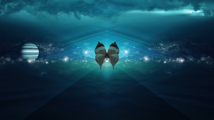 Digital art of a butterfly in space